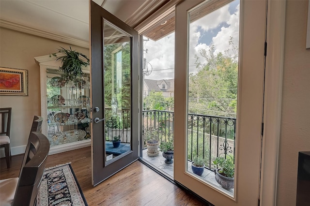 doorway featuring hardwood / wood-style floors