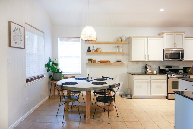 view of tiled dining room