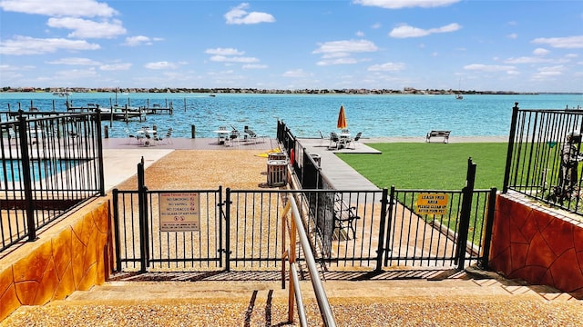 property view of water with a boat dock