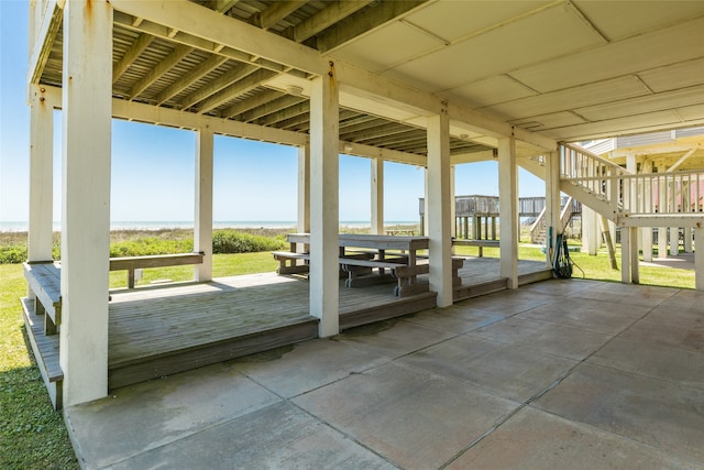 view of patio with a wooden deck