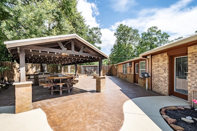 view of patio featuring a gazebo