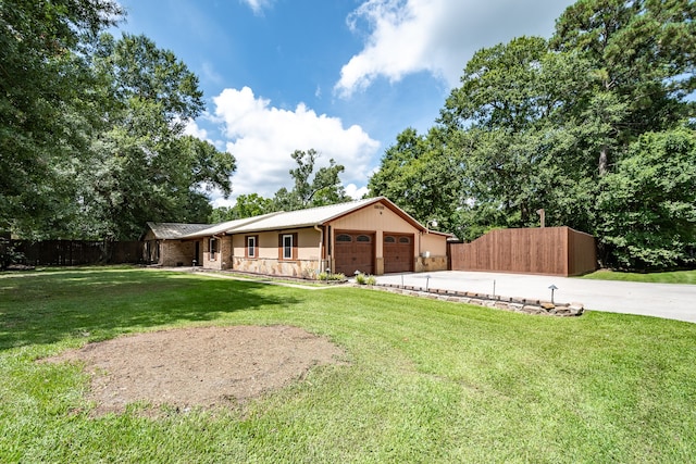 exterior space with a garage