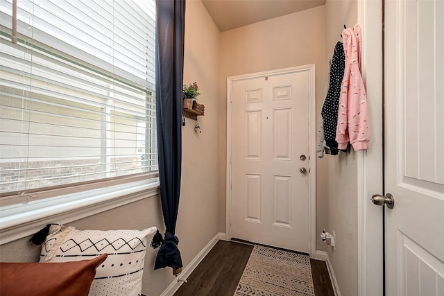 entryway with dark wood-type flooring