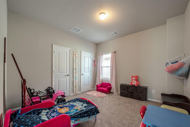 bedroom with carpet