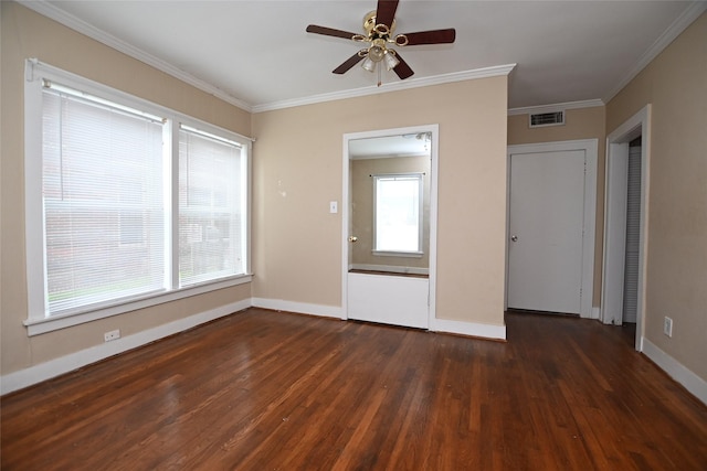1929 W Dallas St, Houston, TX 77019 - spare room featuring healthy amount of natural light, wood finished floors, crown molding, a ceiling fan, and baseboards
