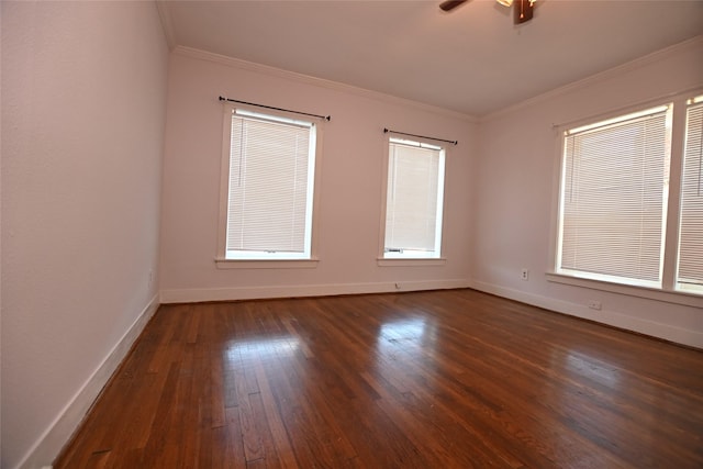 1929 W Dallas St, Houston, TX 77019 - spare room featuring crown molding, hardwood / wood-style flooring, baseboards, and a ceiling fan