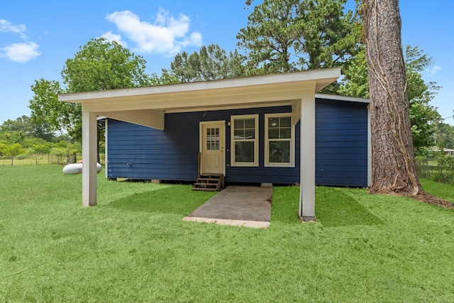 exterior space with entry steps and fence