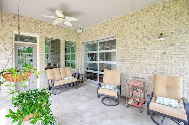 view of patio with ceiling fan