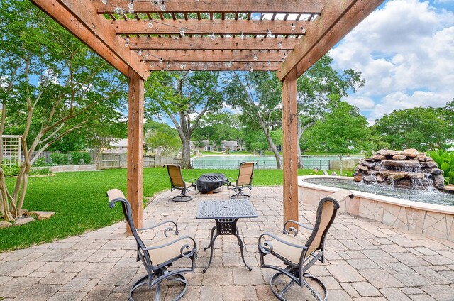 view of patio featuring a pergola