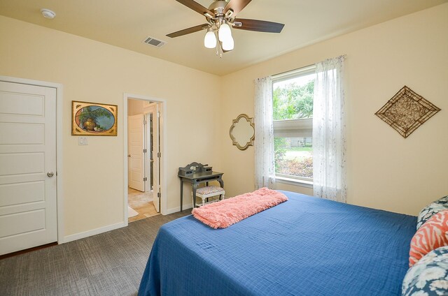 bedroom featuring ceiling fan