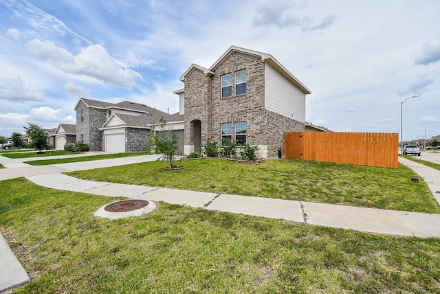 view of front of property with a front lawn