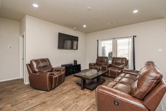 living room with wood-type flooring