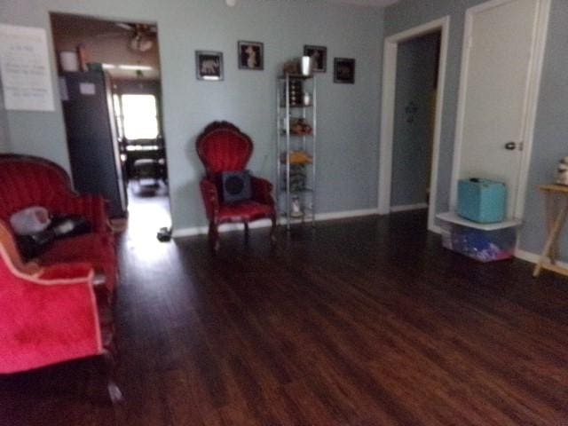 living area with dark hardwood / wood-style flooring