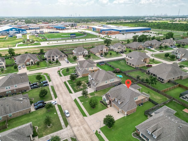 aerial view with a residential view