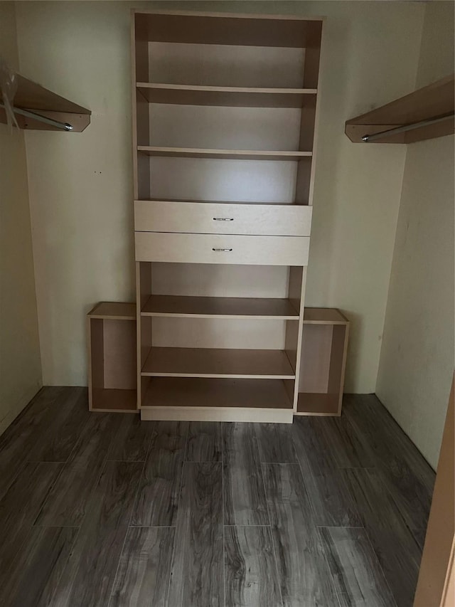 walk in closet featuring dark hardwood / wood-style floors