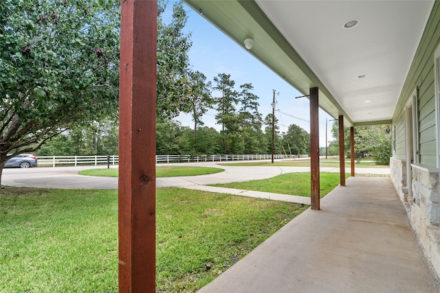 view of yard featuring a porch