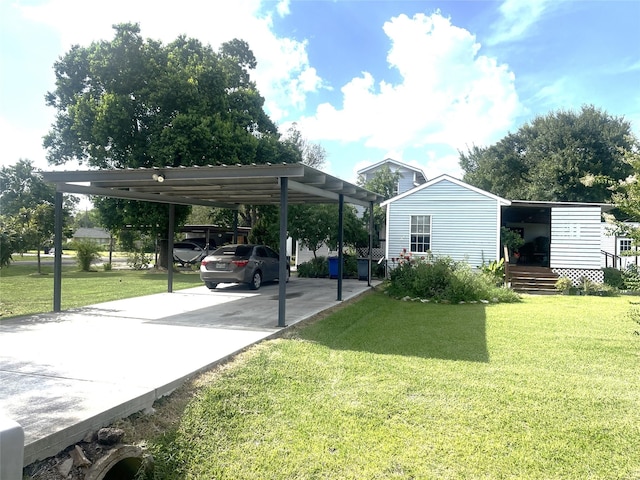 view of parking featuring a lawn