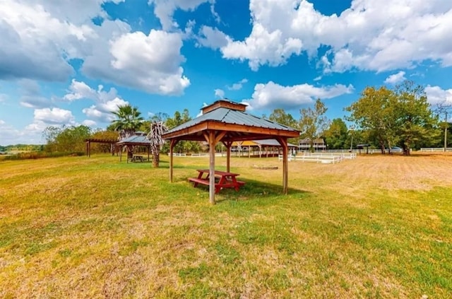 view of yard with a gazebo