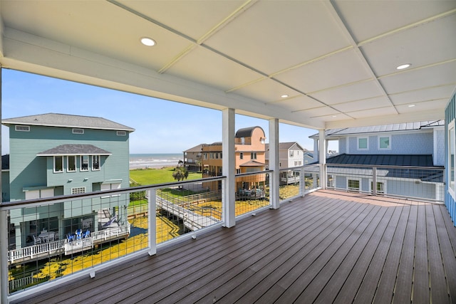 deck with a water view