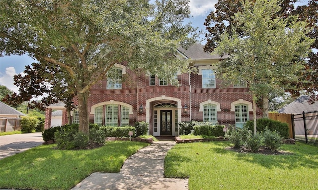 view of front of house with a front lawn