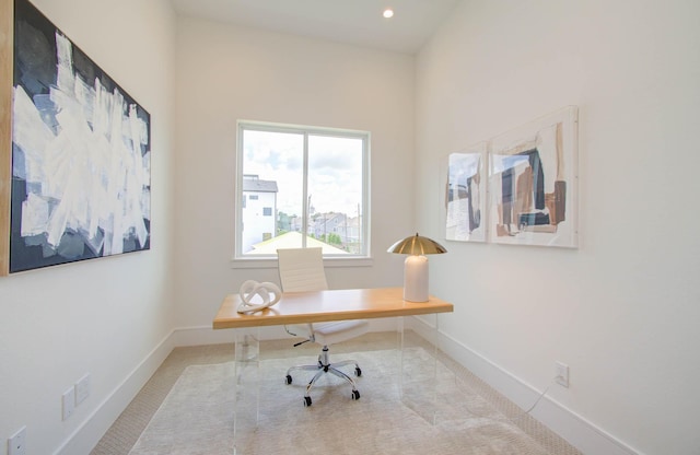 view of carpeted office space