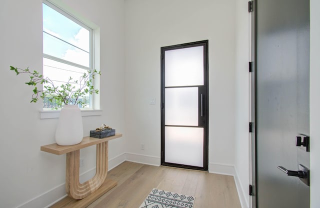 doorway with light hardwood / wood-style flooring