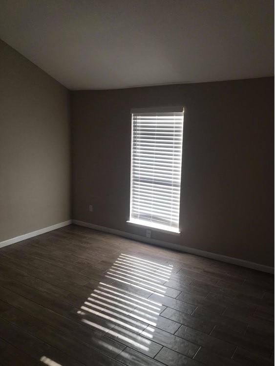 spare room with dark wood-type flooring