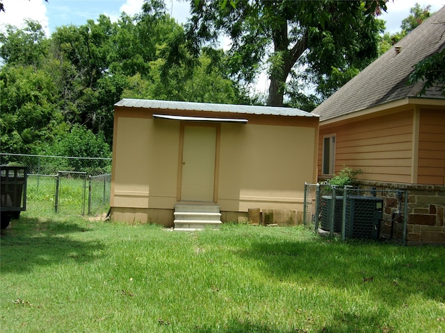 exterior space featuring central air condition unit