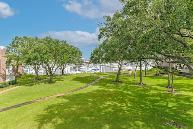 view of home's community featuring a lawn