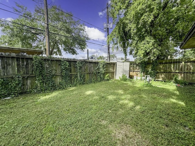 view of yard featuring a fenced backyard