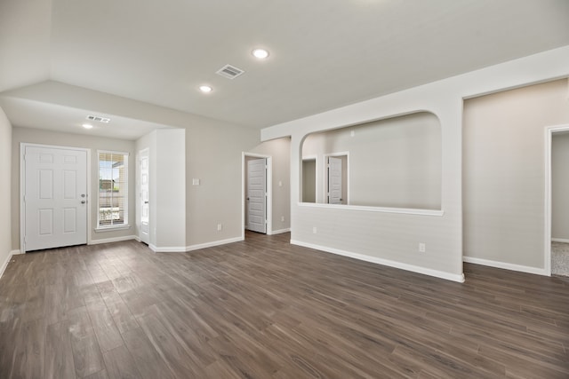 interior space with dark wood-type flooring