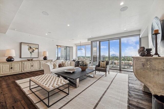 living room with hardwood / wood-style flooring