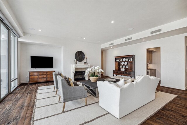 living room with hardwood / wood-style floors