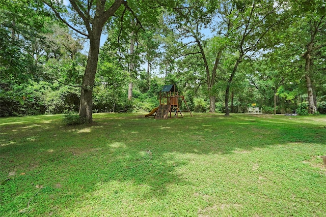 view of yard with a playground