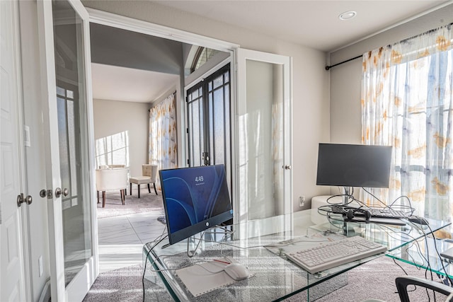 office area with a wealth of natural light and french doors