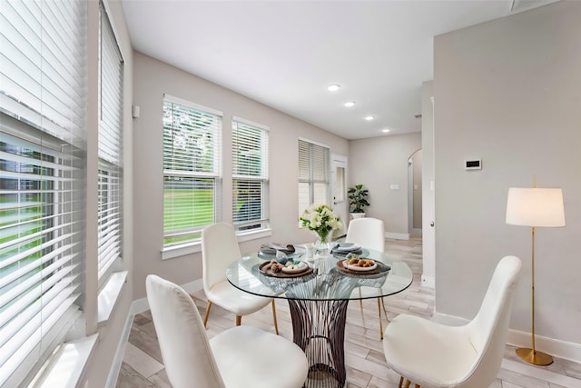 dining room with light hardwood / wood-style floors