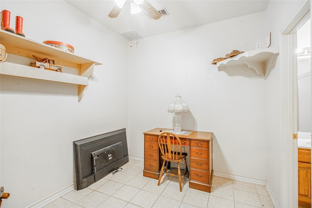 home office featuring ceiling fan