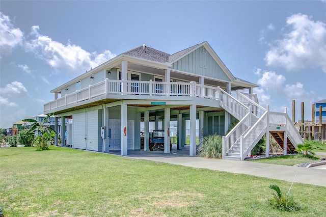 exterior space with a front lawn and a carport