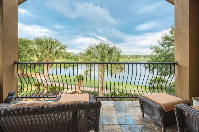 balcony with a water view