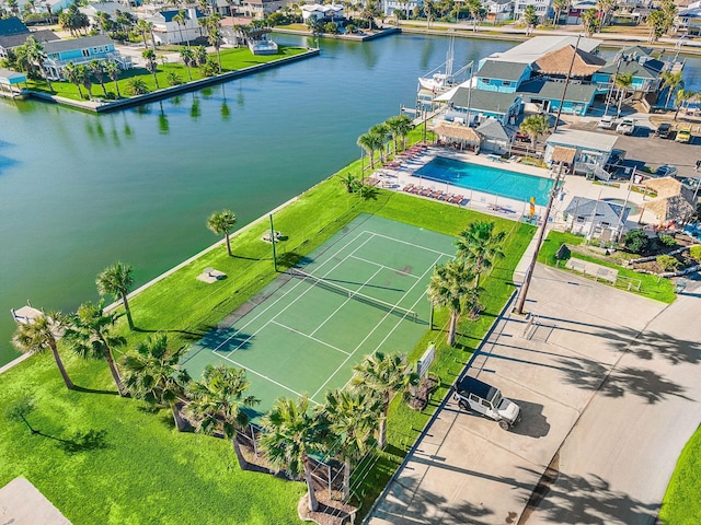 bird's eye view featuring a water view