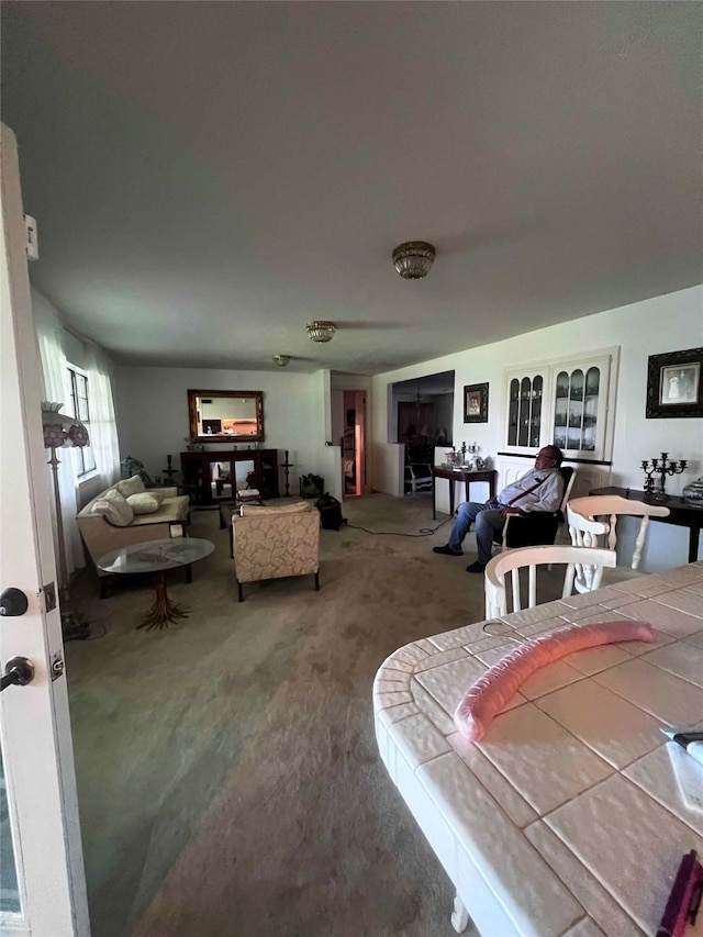 living room with carpet floors