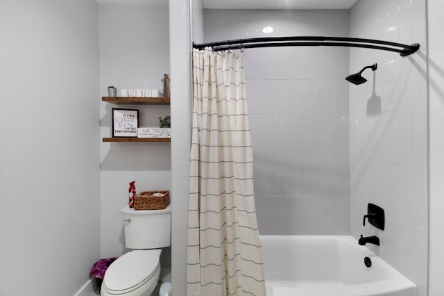 bathroom with toilet and shower / tub combo