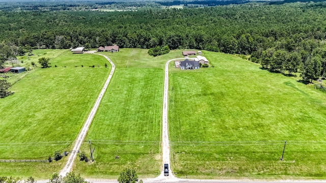 aerial view with a rural view