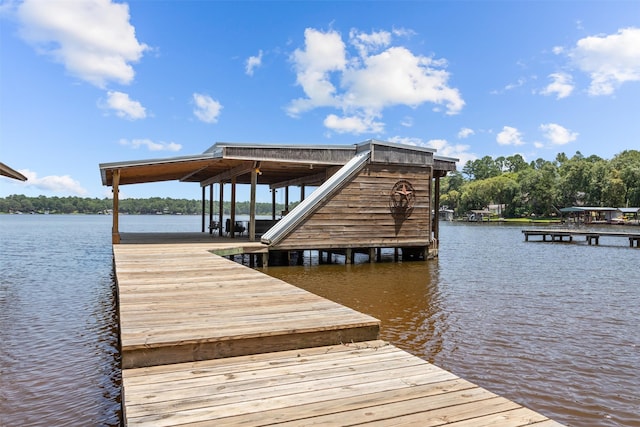 view of dock featuring a water view