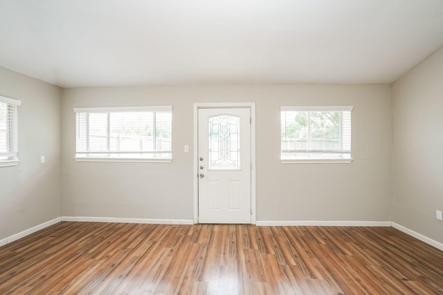 foyer entrance with hardwood / wood-style flooring