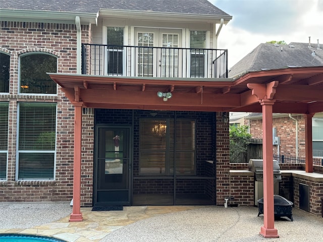 exterior space with a balcony