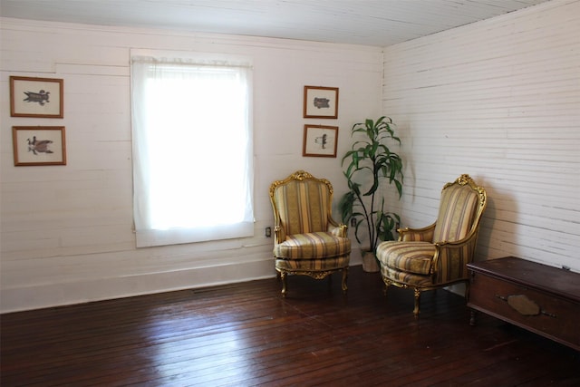 living area featuring dark hardwood / wood-style floors