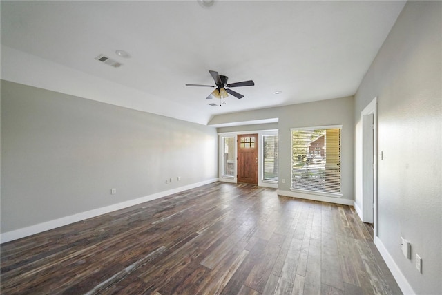 spare room with ceiling fan and hardwood / wood-style flooring