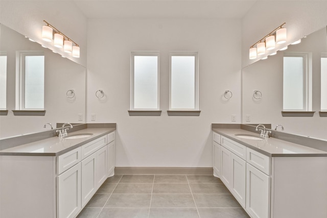 bathroom featuring tile patterned flooring and vanity