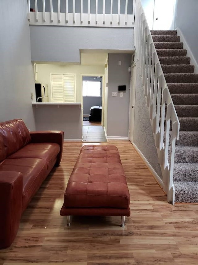 living room with hardwood / wood-style flooring